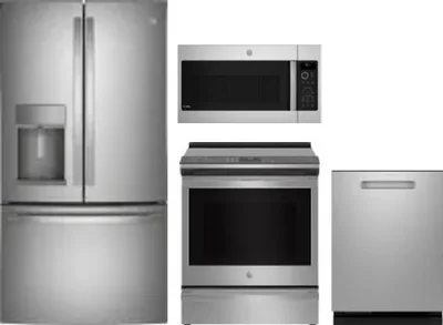 4 Piece Package Includes Refrigerator, Range, Microwave And Dishwasher